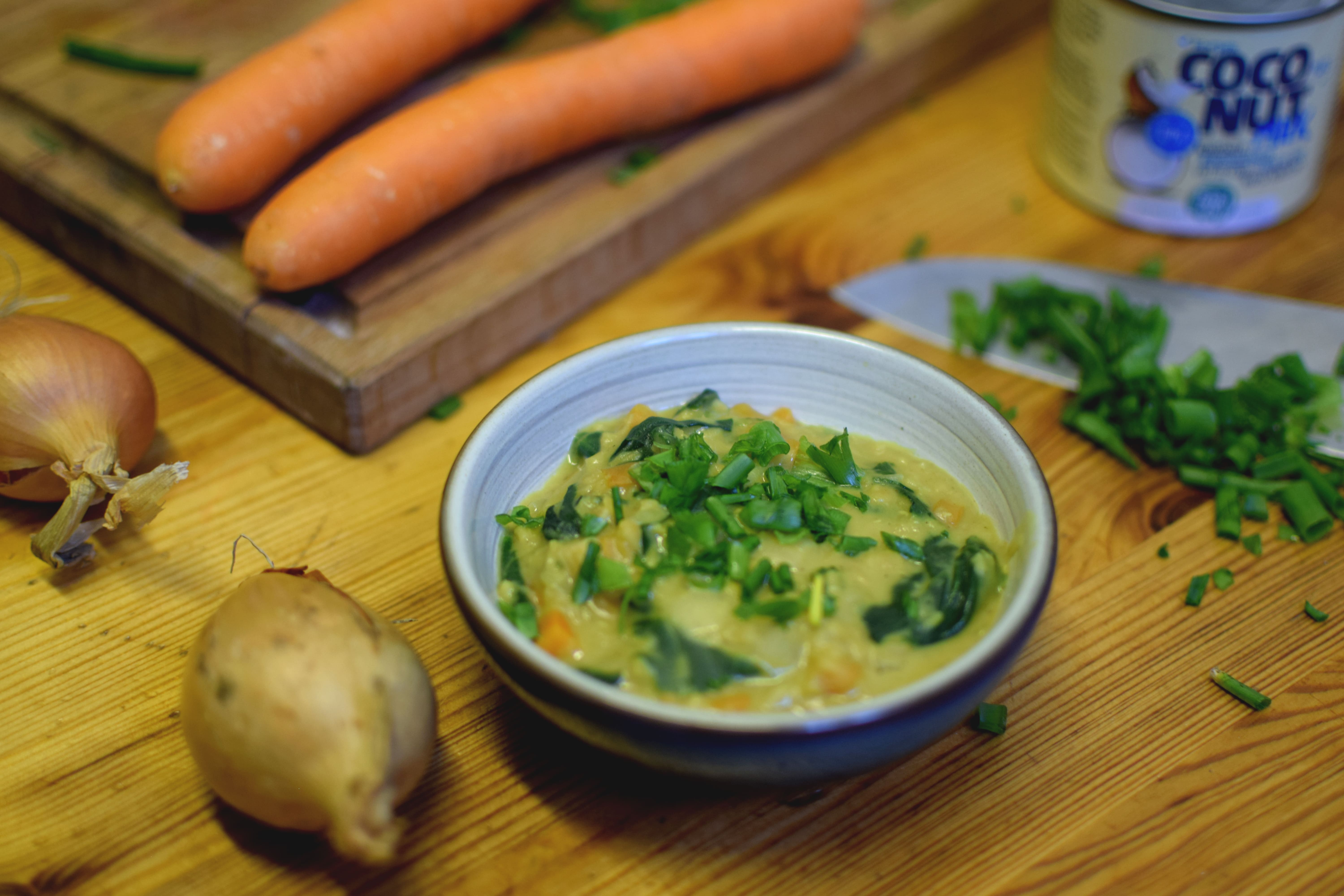 Recette de Camille : Curry de lentilles Corail, épinard et carotte